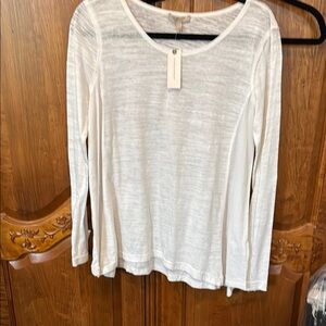 Cream Long Sleeve Blouse with Relaxed Fit